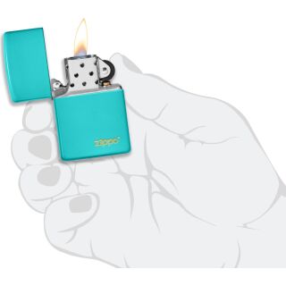 Zippo Flat Turquoise mit Logo 60005827