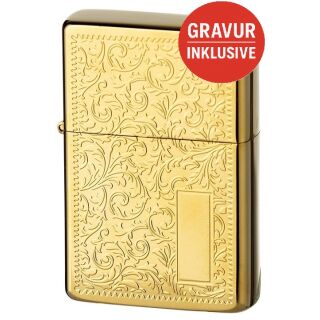 Angel Benzin Feuerzeug Venetian goldfarben  inkl. Gravur