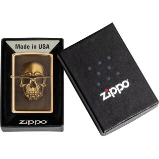 ZIPPO messing gebürstet Plakette Embossed Skull 2008094