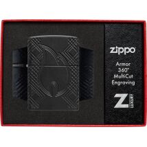 ZIPPO Armor Case schwarz Deep Carved Zippo Flame