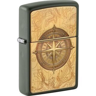 ZIPPO Green Matte Plakette Topographic Compass 2008093