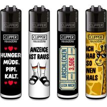 Clipper Feuerzeug 4er Set Sprüche #3