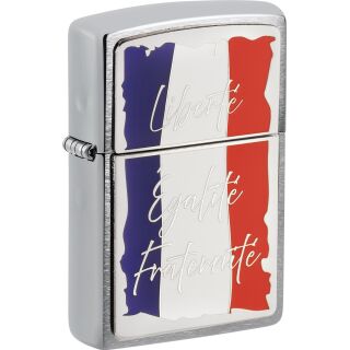 ZIPPO chrom gebürstet Plakette French Motto 2008090