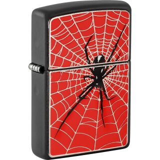 ZIPPO schwarz Plakette Spider Web Red 2008088