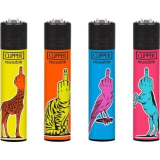 Clipper Feuerzeug 4er Set Middlefinger up