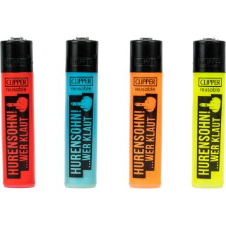 Clipper Feuerzeug 4er Set Hurensohn wer klaut