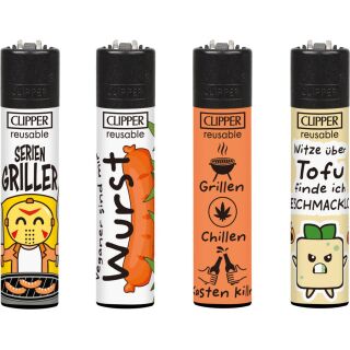 Clipper Feuerzeug 4er Set Grillen