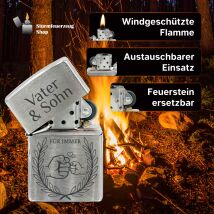 Zippo Chrom Vater und Sohn Gravur