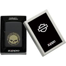 ZIPPO schwarz matt gelasert Harley Davidson Skull