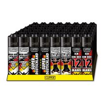 4x Clipper Mehrweg-Feuerzeug Fußball
